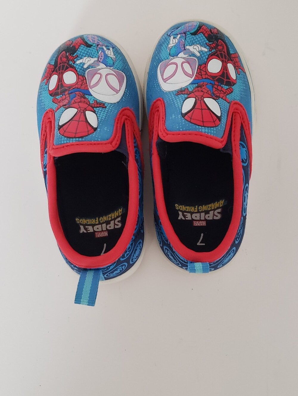 Marvel Spider-Man Blue and Red Kids Slip-On Sneakers with Character Graphics